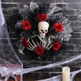 thumbnail image 7 of sruoe Halloween Decorations, Halloween Wreaths for Front Door, Artificial Wreaths, Indoor Outdoor Halloween Decor, Wall Hanging Wreath Decoration, Halloween Skull Mesh Wreath, 7 of 7