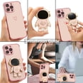 thumbnail image 6 of for iPhone 13 Pro Case Cute 6D Astronaut Case with Stand Function Luxury Plating Case Cover Slim Fit Soft TPU Shockproof Bumper Protective Electroplated Case for Girls Boys,6.1 inch,Pink, 6 of 12