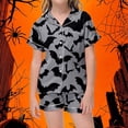 thumbnail image 2 of JAJAHO Toddlers And Kids Halloween Pajamas Set For Girls Satin 2 Pcs Pjs Bat Printed Short Sleeve Sleepwear Shorts Set 2-13Y, 2 of 4