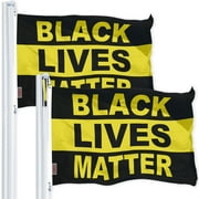 Black Lives Matter (Black/Yellow) Flag 3x5FT 2-Pack Printed 150D Polyester By G128