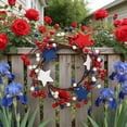 thumbnail image 2 of Red White Blue Star Wreath, 10.2" Independence Day Wreath for Front Door, 4th of July Hanging Wall Decor, Candle Centerpiece for Patriotic Decor, 2 of 6