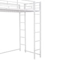 thumbnail image 7 of Metal Loft Bed with Desk and Shelves, Twin Size High Loft Bed Frame with 2 Built-in Ladder and Full-length Guardrails for Kids Teens Adults, No Box Spring Needed, White, 7 of 7