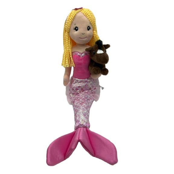The Petting Zoo, Mermaid Doll with Horse Stuffed Animal, Gifts for Girls, Plush Mermaid Doll with Horse Plush Toy, 17 inch, Blonde