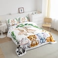 thumbnail image 3 of Feelyou Fairy Tale Rabbit Full Size Comforter Sets, Cartoon Cheetah Elephant Zebra Lover Bedding Comforter Set, Teens Kids Boys Girls Reversible Bedding Sets, Breathable Home Decor, 3pcs, 3 of 8