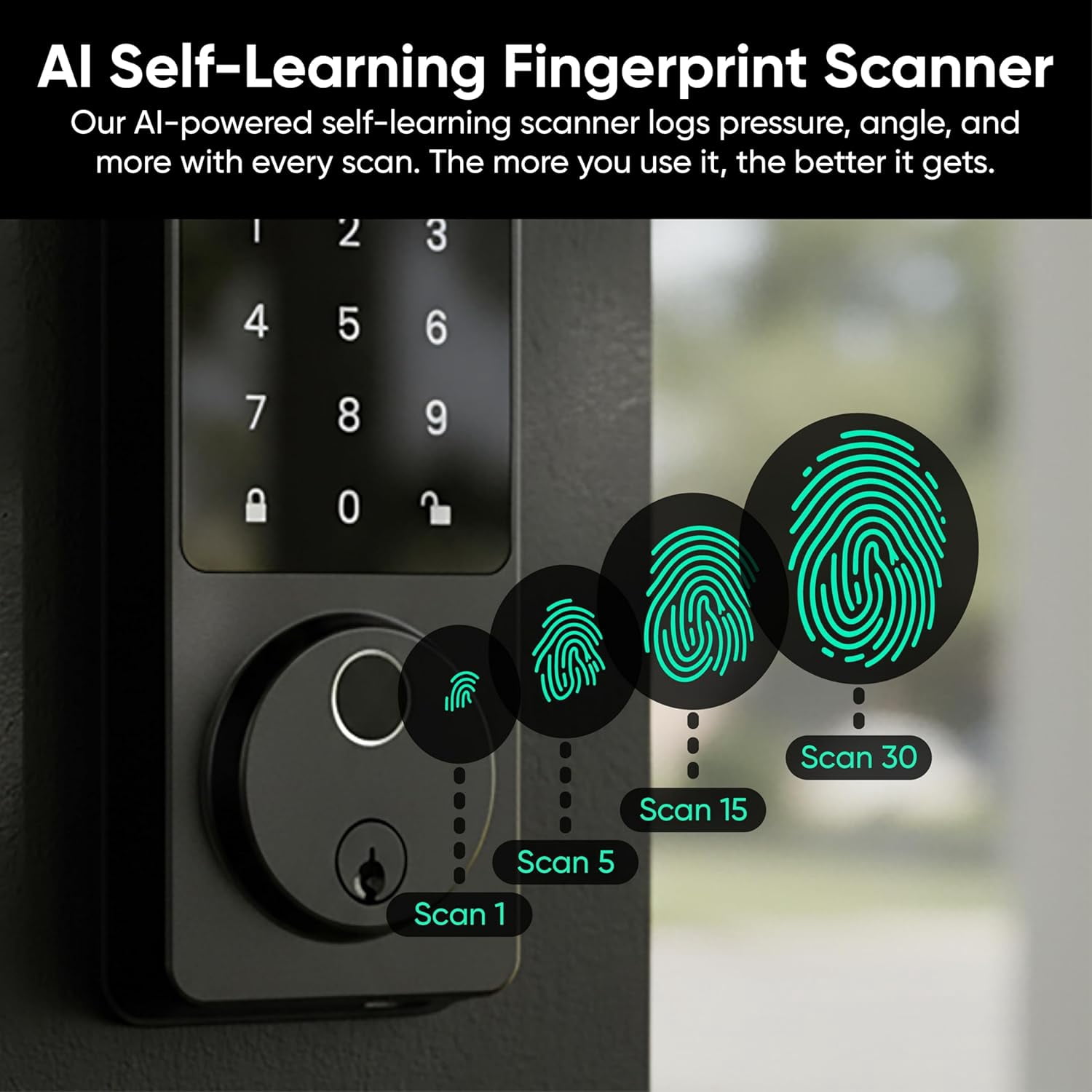 Wyze Lock Bolt v2, Smart Wi-Fi Deadbolt with Fingerprint Scanner, Keyless Entry, Keypad with 50 Passcodes, Built-in Wi-Fi 6, Auto-Lock, 8-Month Battery