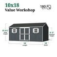 thumbnail image 4 of Little Cottage Co. 10x18 Value Workshop Shed with Operable Windows and Floor, Outdoor Wood Storage Do-It-Yourself Precut Kit, 4 of 14
