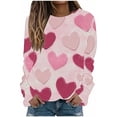 thumbnail image 2 of BVOFAR T-Shirts à Manches Longues Col Rond pour Femmes Imprimé Cœur Mignon Décontracté Grande Taille Tops Confortables 2025, 2 of 5
