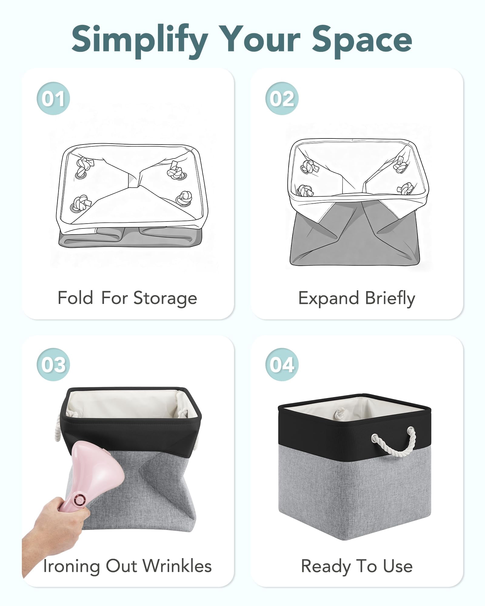 12x12 Storage Cube Bins  6 Pack Reinforced Bottom Cardboard Foldable Box Organizer For Closet Shelves Heavy Home Baskets (black Gray)