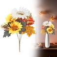 thumbnail image 2 of Clearance Under $1! 1PC Artificial Fall Bouquet, Sunflower Pumpkin Flower Arrangement for Halloween Decor, Plastic, (One Size, O), 2 of 6