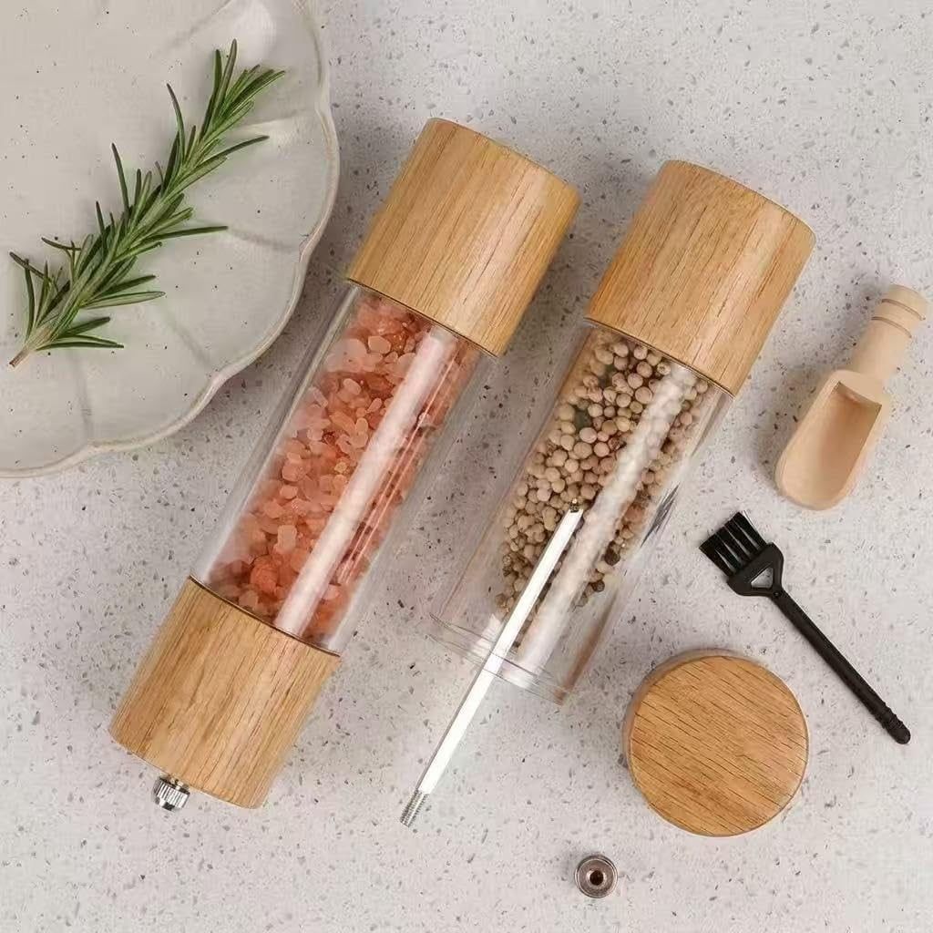Salt and Pepper Grinder Set, Spice Grinder, Salt Grinder Refillable - 8 Inches, Pack of 2