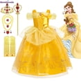 thumbnail image 2 of Belle Dress for Girl Princess Kids Floral Ball Gown Child Cosplay Beauty Costume Disney Fancy Party Clothing For Cosplay Party3T(100) Gao Jinjia LED, 2 of 2