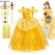thumbnail image 2 of Belle Dress for Girl Princess Kids Floral Ball Gown Child Cosplay Beauty Costume Disney Fancy Party Clothing For Cosplay Party9-10T(150) Gao Jinjia LED, 2 of 2