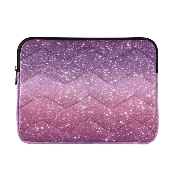 Quilted Laptop Sleeve for 13-16 Inch Laptops Protective Laptop Case Cover Lightweight Travel & Office Essentials Pink and Purple Glitter Pattern