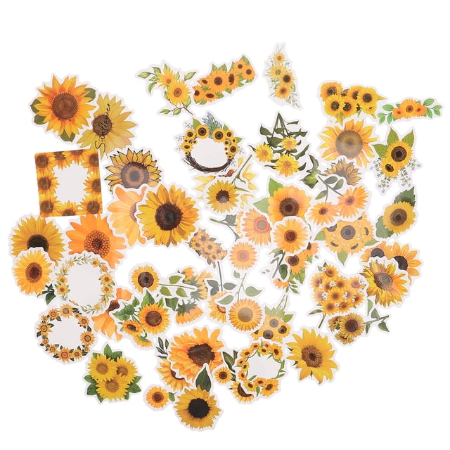 FELTECHELECTR 50 pegatinas de girasol, pegatinas estéticas, pegatinas de papel adhesivas, pegatinas para botellas de agua.