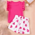 thumbnail image 5 of CAUYDY Little Girls Summer Clothes Toddler Baby Girls Ruffle Sleeve Ribbed Tops and Shorts 2 Piece Outfits for Kids 6-24M 3T 4T 5T 6T 7T 8T (Sizes 2-3 Years,D01-Hot Pink), 5 of 5