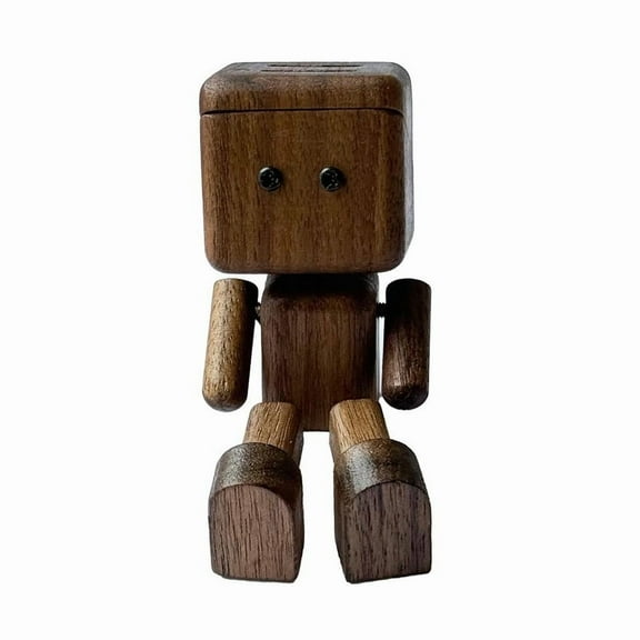 Cute Solid-Wood Leg-shaking Robot Figurine Car Mounted Aromatherapy Accessory-A