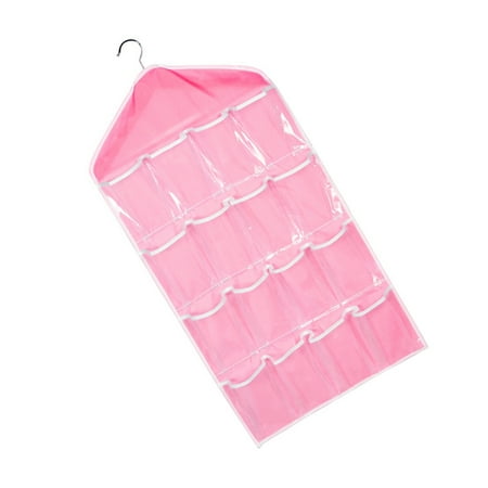 

NICEXMAS 16 Pockets Over Door Hanging Storage Bag Case Organizer Wall Door Hanger Closet Underwear Socks Bra Storage Organizer Sundries Holder (Pink)