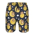 thumbnail image 3 of Honeii's Moon Bear Print Men's Casual Shorts with Drawstring，Swim Trunks Quick Dry Beach Shorts, 3 of 5