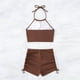 thumbnail image 5 of Traje de baño para mujer, conjunto de bikini sin espalda con cuerpo dividido de color sólido para mujer, trajes de baño para mujer, 5 of 5
