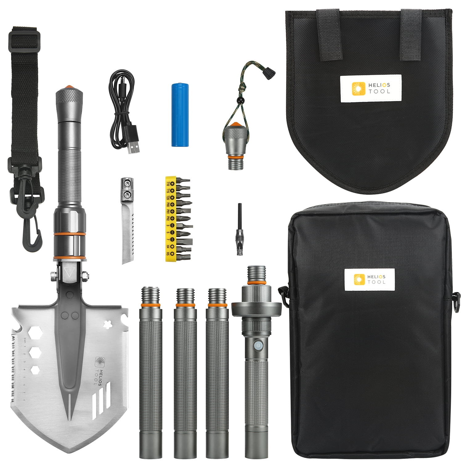 Black Wild Peak 18-in-1 Multi-tool Steel Emergency Survival Shovel with Pouch