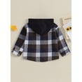 thumbnail image 5 of Canrulo Toddler Baby Boy Plaids Print Hooded Shirt Long Sleeve Button Closure Pocket Hoodie Tops Black 2-3 Years, 5 of 9