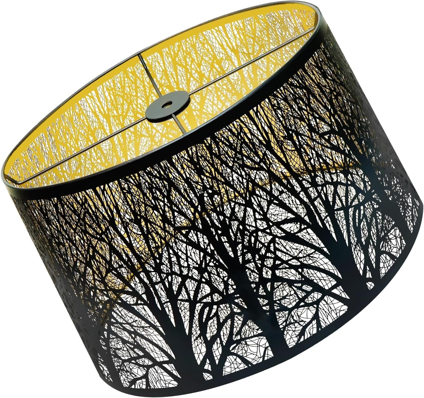 Metal Etching Starlight Lampshade - Antique Copper & Gold, Drum Shape, 10" Top X 12" Bottom X 8" High, Spider Fitting