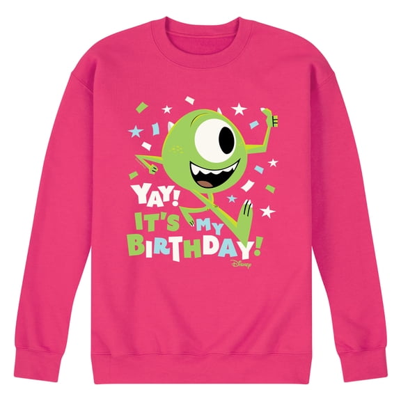 Disney Monsters Inc - Mike Yay It's My Birthday - Men's Crew Neck Fleece Pullover