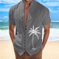 thumbnail image 3 of Camisas De Franela Para Hombre Camisa de vacaciones en la playa Camisa de cuello con botones en los puños para hombre (Grey, M), 3 of 4