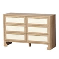thumbnail image 2 of Commode Style Ferme, Commode à 6 Tiroirs, Commode en Jute, Commode Horizontale avec Poignées en Métal, Armoire de Rangement en Bois pour Chambre, Salon, Entrée, Brun, 2 of 7