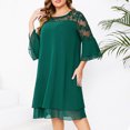 thumbnail image 4 of Uootdi Robes Formelles pour Femmes Col Rond Manches 3/4 Robes Brodées Grande Taille Robes Midi Élégantes Cadeau pour Invitée de Mariage, 4 of 6