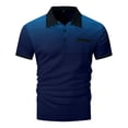 thumbnail image 2 of LRGSHF Men's Summer Polo Shirts Short Sleeve Golf Daily Pullover Slim Fit Gradient Print Tops With Chest Pocket Blue M, 2 of 5