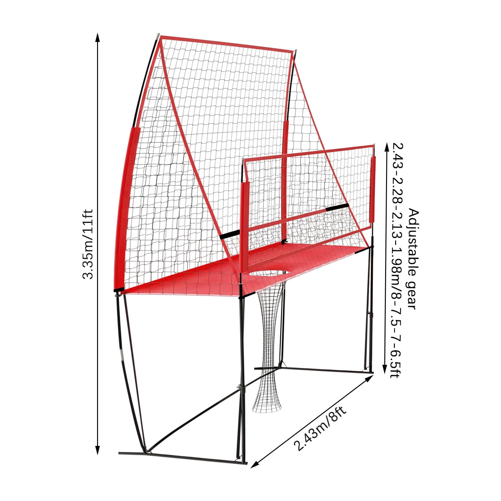 ToppiJoy Adjustable Volleyball Training Net Volleyball Practice Net Volleyball Trainer Equipment Net Red