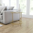 thumbnail image 4 of Merrick Lane Glass End Table with Round Matte Black Frame and Vertical Legs, 4 of 13
