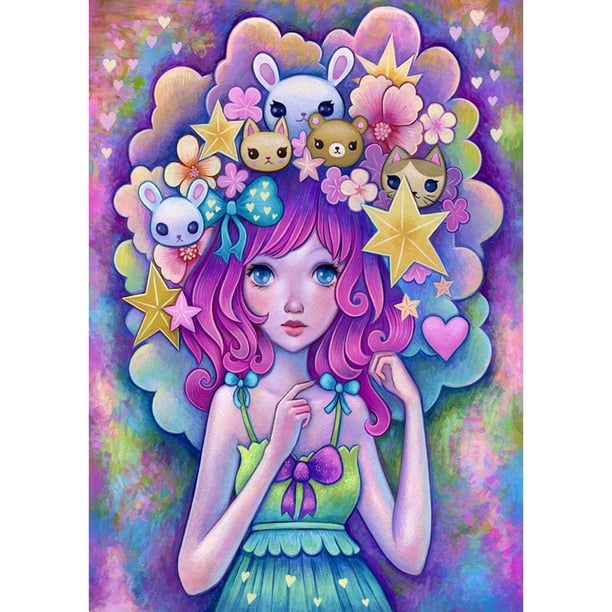 Pintura de diamante (DB1536) Chica pintada Kit de diamantes de imitación para manualidades cuadradas DIY (IH996) 40x50cm Hugtrwg Para estrenar