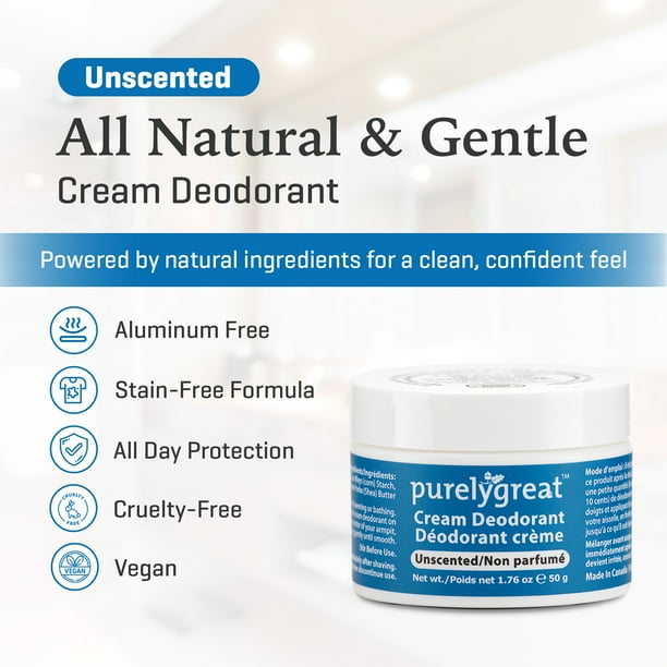 CLEANEQ DEODORANT CREAM 4本セット 4 Pack - Purelygreat Natural Deodorant Cream - Unscented 50g
