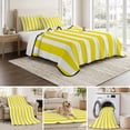 thumbnail image 6 of Queen Quilt Set 90''x96'', Yellow Striped Lightweight Bedspread Coverlet Set with 2 Pillow Shams, Modern Farmhouse Yellow White Stripes Breathable All Season Quilt Bedding for Bedroom/Guest Room, 6 of 9