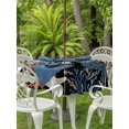 thumbnail image 3 of Outdoor Tablecloths with Umbrella Hole & Zipper, Black Blue Coastal Round Tablecloths 60 Inch, Summer Beach Coral Shell Starfish Seahorse Waterproof Table Cloth, Patio/Pool/Picnic Table Covers, 3 of 8