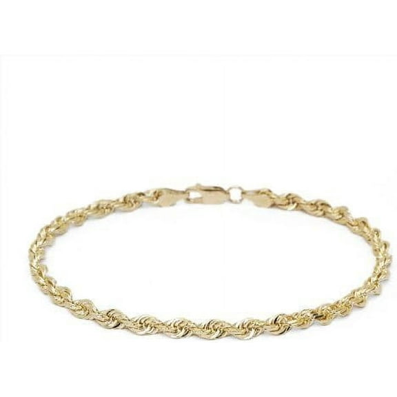 Floreo 10k Yellow Gold 6mm Diamond Cut Hollow Rope Chain Anklet