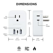 Merkury Innovations 6 Outlet Surge Protector with EU Travel Adapter, 3 AC Outlets, 2 USB-A & 1 USB-C