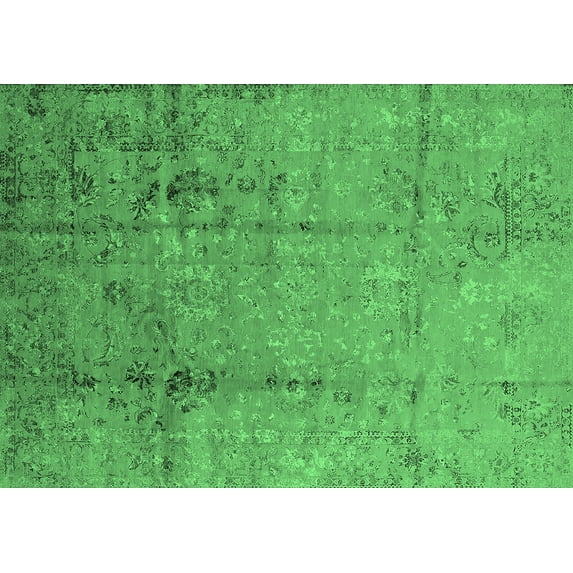 Ahgly Company Indoor Rectangle Oriental Emerald Green Industrial Area Rugs, 6' x 9'