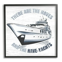 Stupell Industries Haves and Have Yachts Rustic Boat Humor Typography Graphic Art Black Framed Art Print Wall Art, Design by Ziwei Li