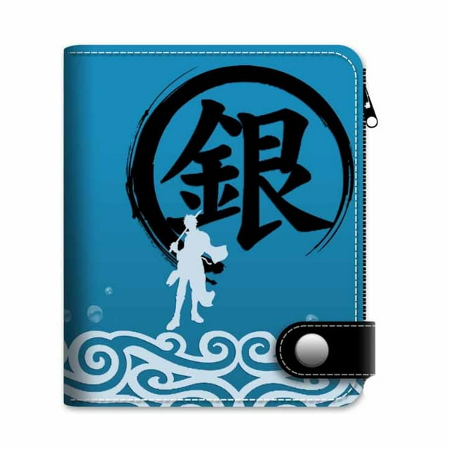 Cartera Gintamas con personajes de anime, delgada, plegable, multicolor, piel sintética