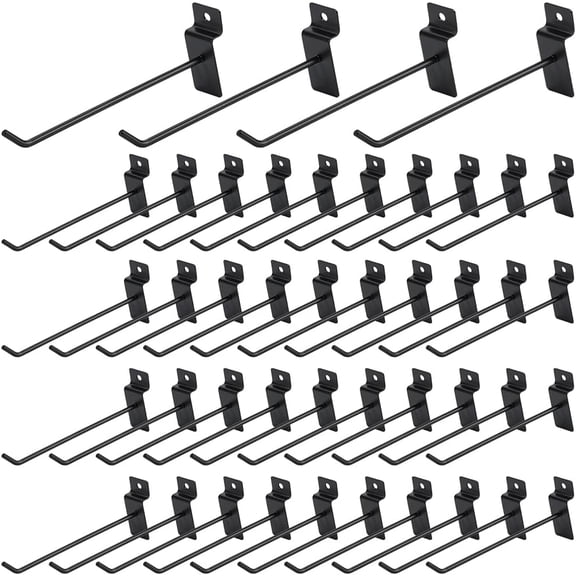 100Pcs Slatwall Hooks 5.9 Inch Thick Metal Slat Wall Hanging Hooks Black Slatwall Accessories for Garage Tool Organization Retail Black