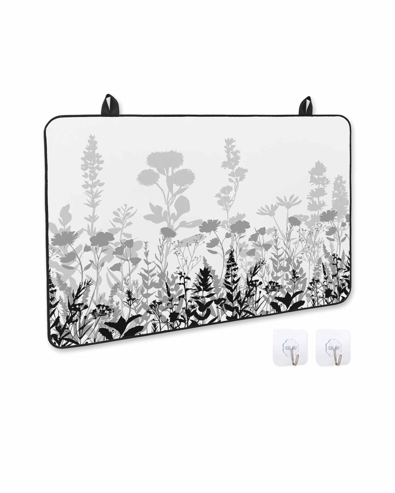 nqOlkjepod Large Induction Cooktop Protector Mat 24"x21", Grey Floral Rustic Stove Top Covers for Electric Stove, Spring Farmhouse Botanical Floral Stove Burner Cover Mats, Glass Top Stove Cover