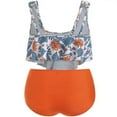 thumbnail image 2 of Women 2Pcs Padded Ruffle Strappy Crop Tops High Waist Bikini Set Swimsuit Swimwear Summer, 2 of 2