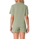 thumbnail image 3 of INSPIRAR CHIC Conjunto de Pijamas para Mujeres 100% Algodón Botón Abajo Cuello Notch Ropa de Dormir de Manga Corta 2 Piezas con Bolsillos M Verde, 3 of 6