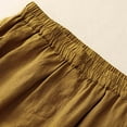 thumbnail image 5 of Besolor Women's Cropped Cotton Linen Pants Elastic Waist Casual Loose Lace Trim Tapered Capris Lounge Pants for Summer Yellow, 5 of 7