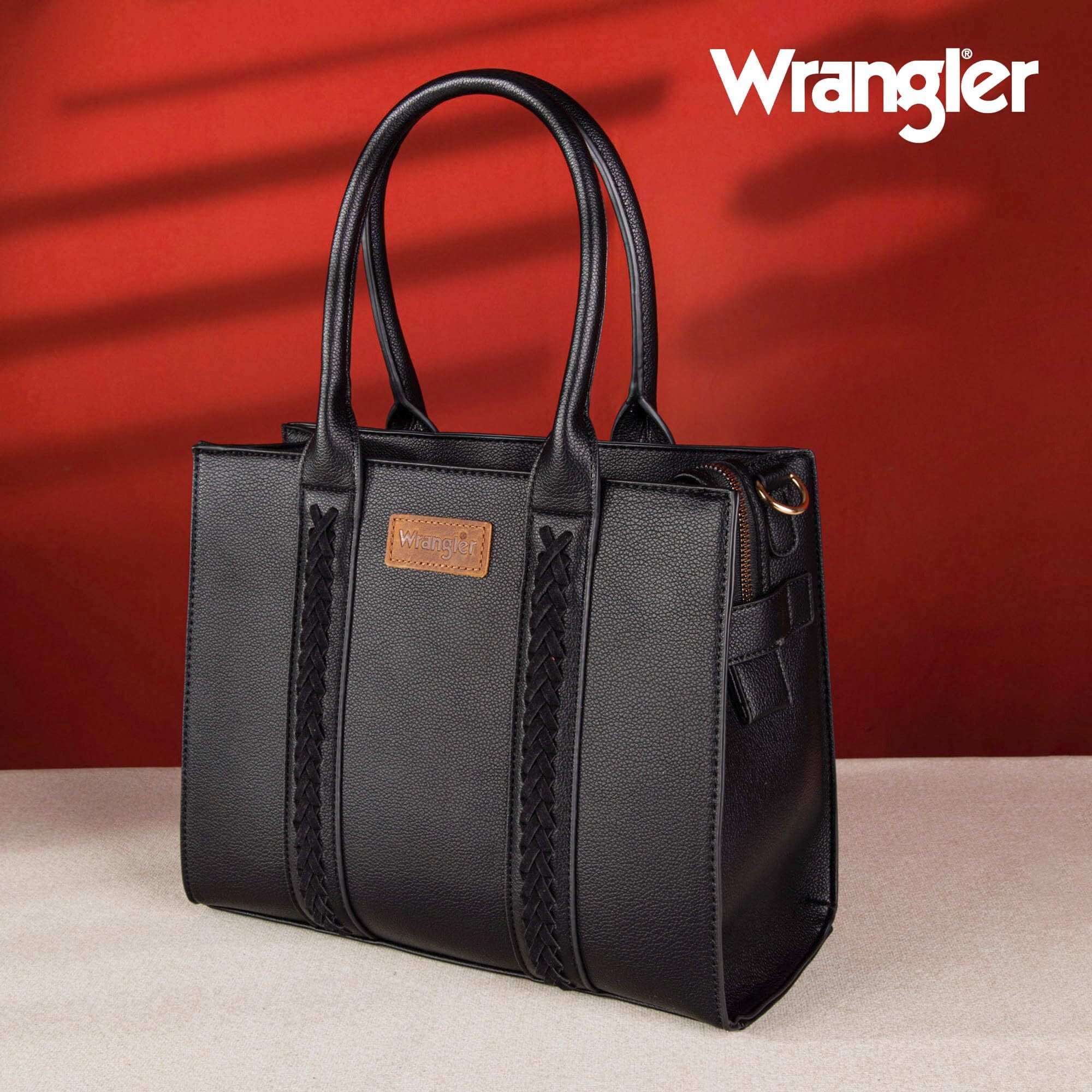 Wrangler 3Pcs Handbags Set Tote Bag & Medium Crossbody Purse & Wallet, Black