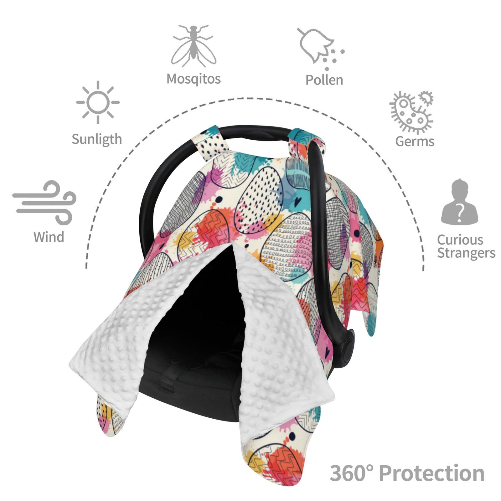 Car Seat Cover Baby - Easter Egg A Breathable Infant Car Seat Cover for Baby Carseat, Lightweight Comfort Baby Essentials Must Haves Newborn Stuff for Girl Boy
