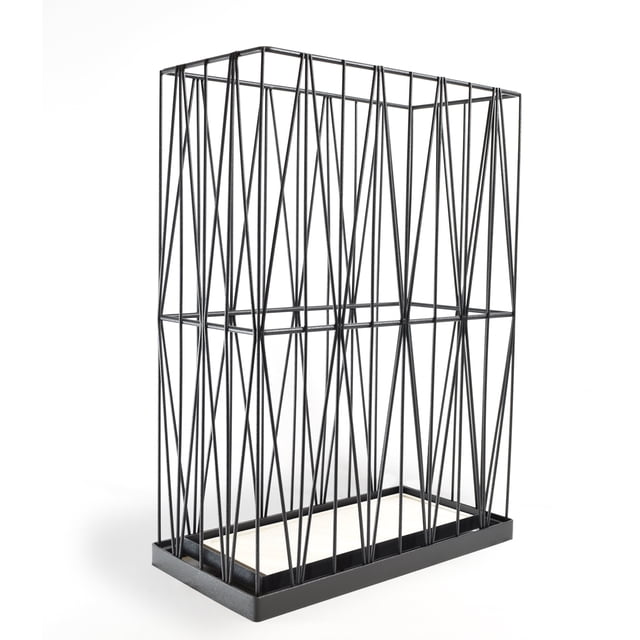 Mango Steam Pluvian Soakstone Umbrella Holder Rectangle for Entryway & Living Room, Black